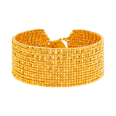 Brazalete Telar Dorado Medio Metálico Dorado